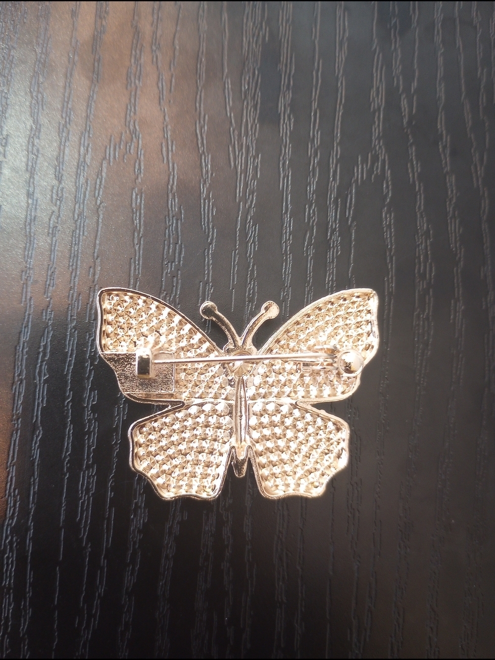 Golden Butterfly Rhinestone Brooch Pin - Picture 3 of 3